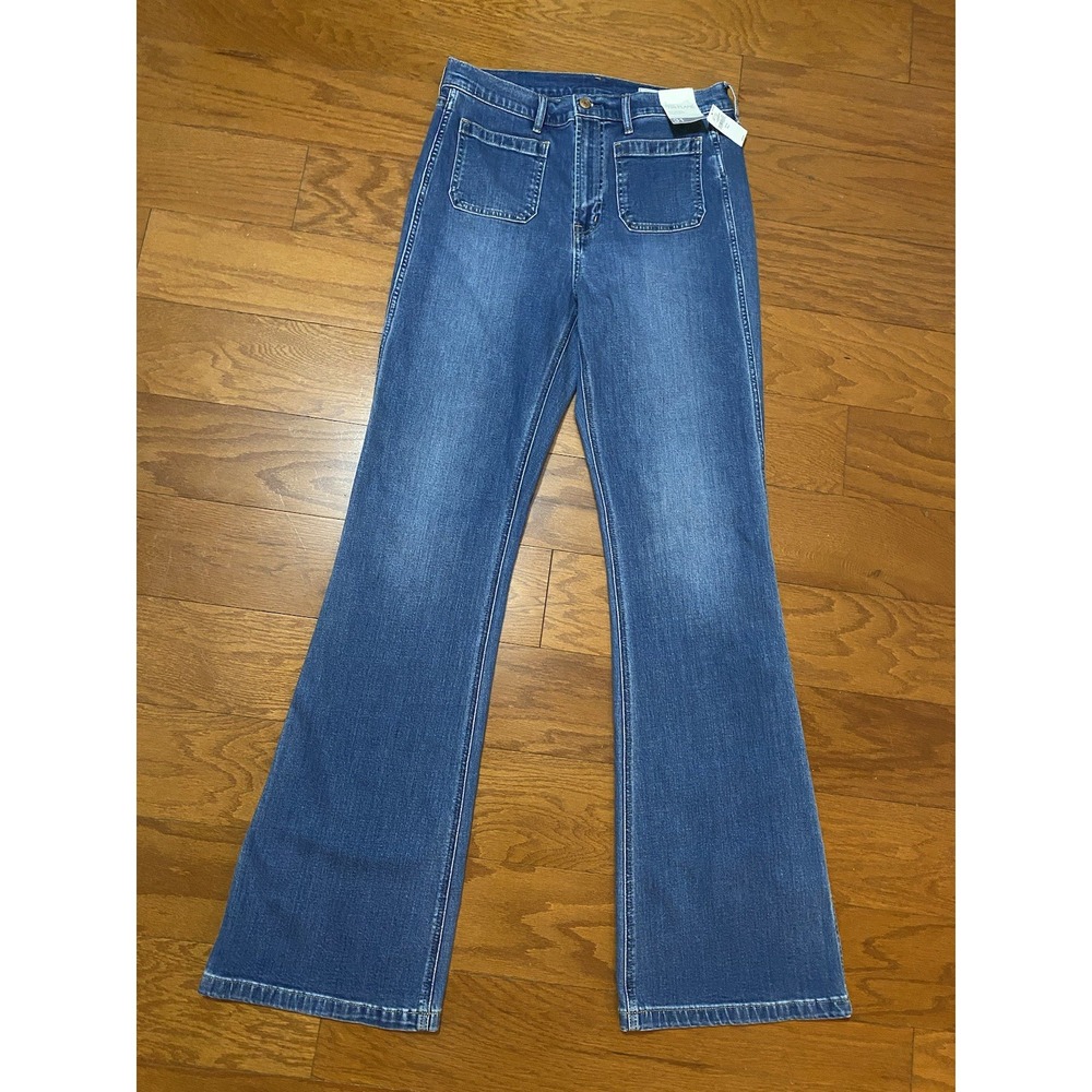 Gap High Rise '70s Flare Jeans Women's 31 / 12 Tall Sailor Pockets New! NWT $80